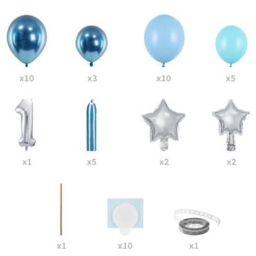 PartyDeco Balloonbouquet Set One Blau 50 Teile 90x140cm GBN7-1-001