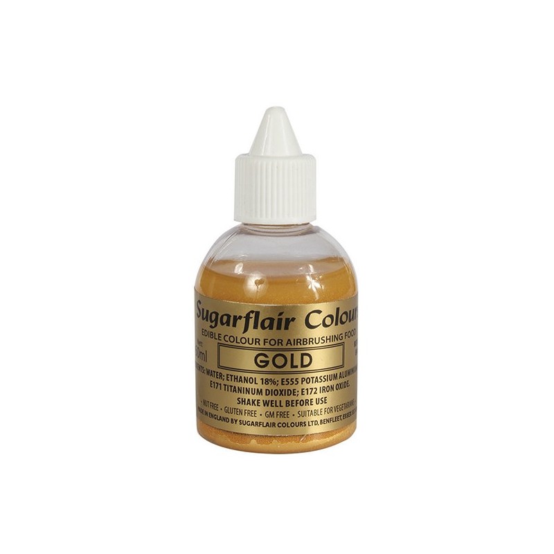 Sugarflair Airbrush Colour Glitter Gold, 60ml