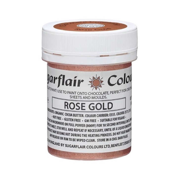 Sugarflair Chocolate Paint Rose Gold 35 g – Edible Cocoa Butter Paint for Chocolates