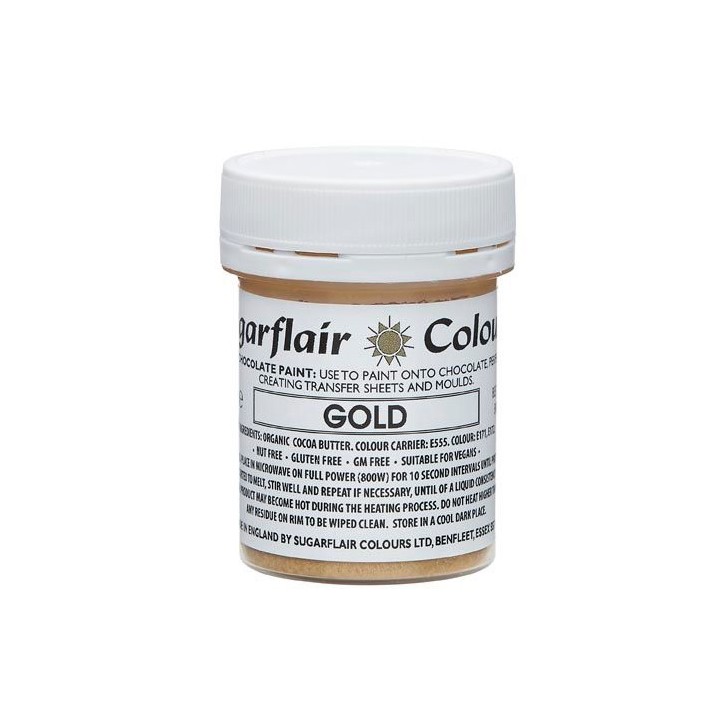 Sugarflair Chocolate Paint Gold 35 g – Edible Cocoa Butter Colouring for Chocolates