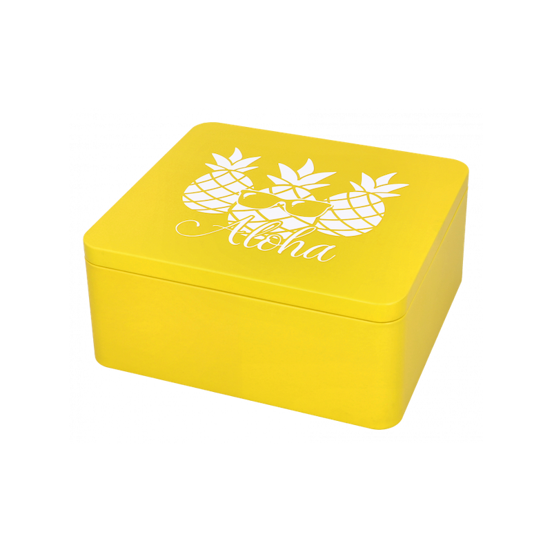 Birkmann Yellow Tin Box Aloha, 21x19x9cm