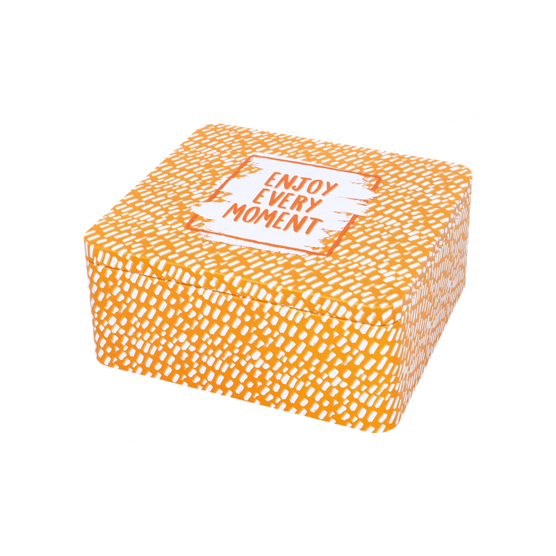 Birkmann Orange Tin Box Enjoy Every Moment, 21x19x9cm