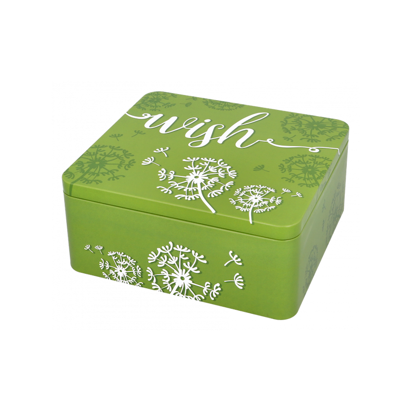 Birkmann Green Tin Box WISH Dandelion, 21x19x9cm