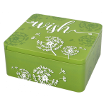 Birkmann Green Tin Box WISH Dandelion, 21x19x9cm