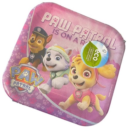 Paw Patrol Plates 8 PCS Pink Square SO-551665