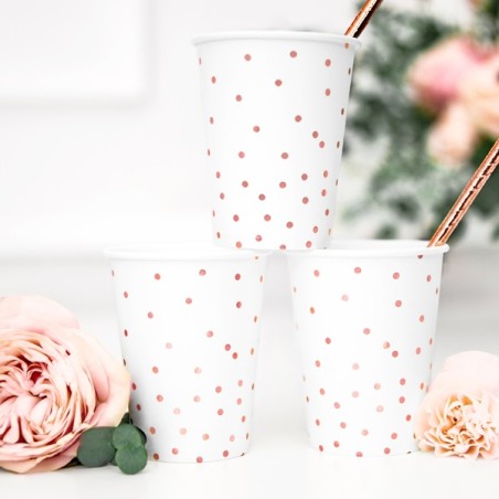 6 Rosé Gold Polka Dots Party Cups 260ml