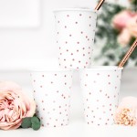 PartyDeco Rose Gold Polka Dots Party Cups, 6 pcs