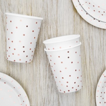 6 Rosé Gold Polka Dots Party Cups 260ml