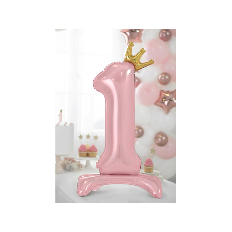 PartyDeco Standing Foil Balloon 1, Light Pink