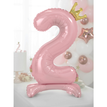 PartyDeco Standing Foil Balloon Number Two Pink 84cm PD-FB126M-2-081J