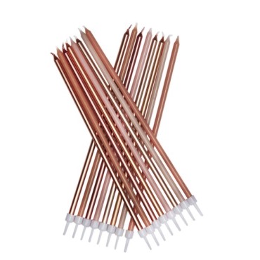 Anniversary House Extra Long Metallic Rose Gold Candles with Holder 16 Pcs AH-AHC236