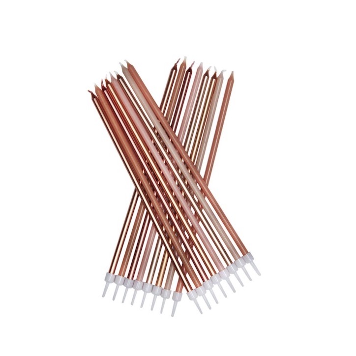 Anniversary House Extra Long Metallic Rose Gold Candles 16pcs Anniversary House Extra Long Metallic Rose Gold Candles 16pcs