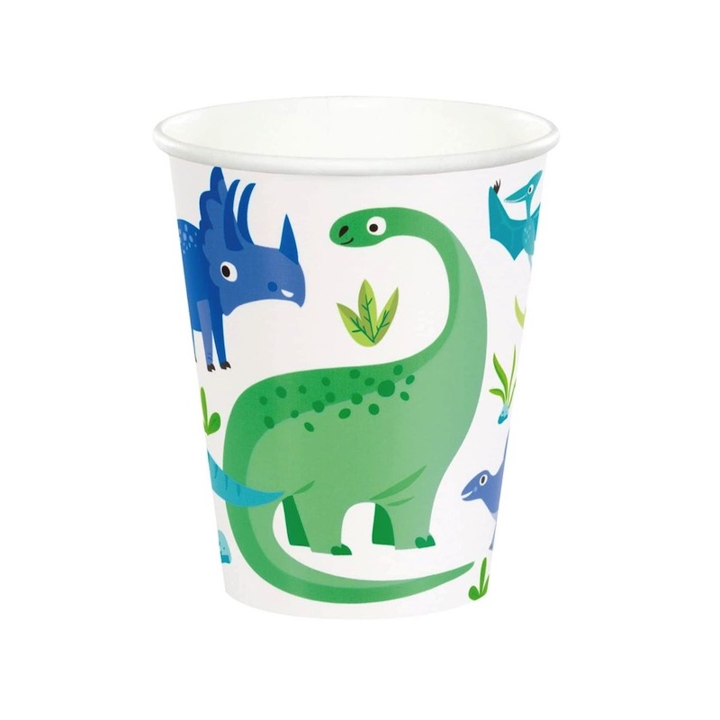 Unique Party Blue Green Dinosaur Party Cups, 8 pcs