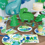 Unique Party Blau-Grün Dino Pappbecher, 8 Stück