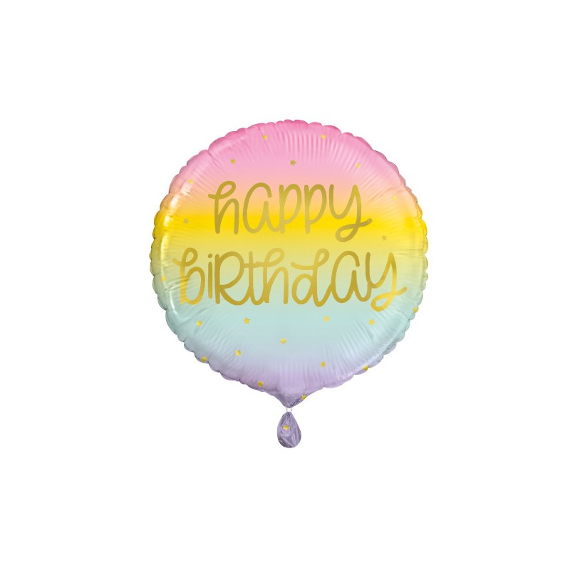 Unique Party Foil Balloon Happy Birthday Rainbow-Pastel, 45cm