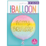 Unique Party Folienballon Happy Birthday Regenbogen-Pastell, 45cm