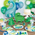 Unique Party Blau-Grün Dino Pappteller, 8 Stück