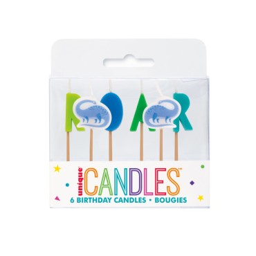 Unique Party Blue-Green Dinosaurs Birthday Candles 6 pcs 7.5cm UP-75883