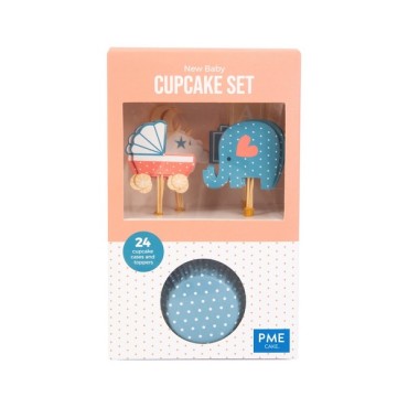 PME Cupcake Set New Baby Hellblau 24 Stück PME-CUT23