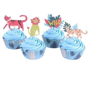 PME Cupcake Set Go Wild Safari Animals 24 Pieces PME-CUT20