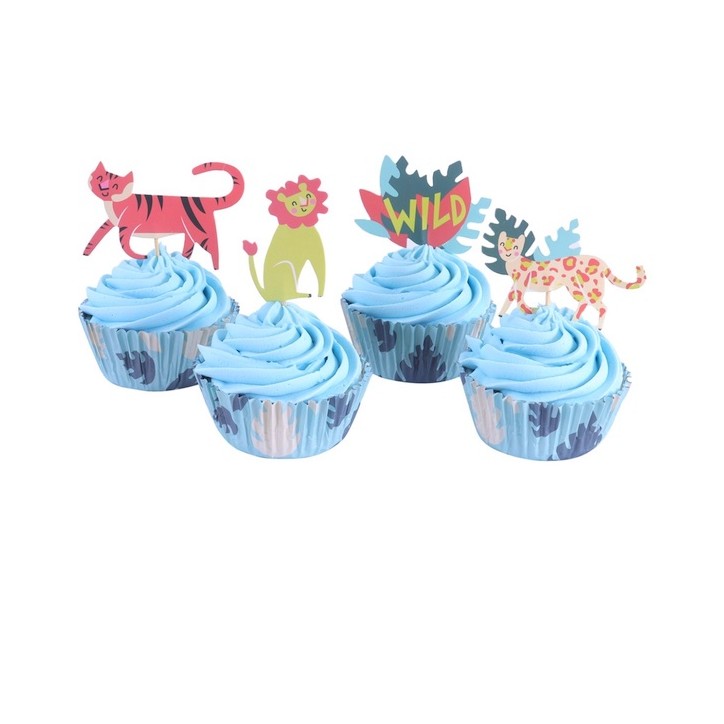 PME Go Wild Safari Animals Cupcake Set 24pcs – Safari Cupcake Cases & Toppers PME Go Wild Safari Animals Cupcake Set 24pcs – Safari Cupcake Cases & Toppers