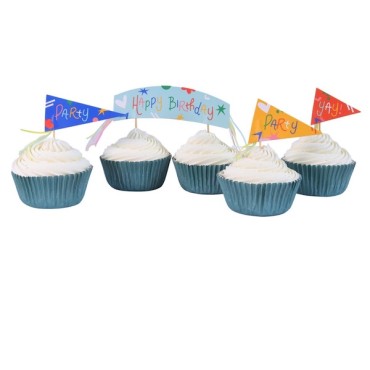 PME Cupcake Set Happy Birthday Flags 24 Pieces PME-CUT16