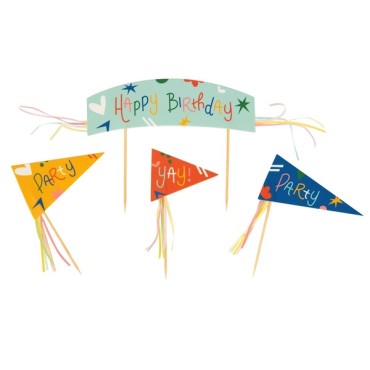 PME Cupcake Set Happy Birthday Flags 24 Pieces PME-CUT16