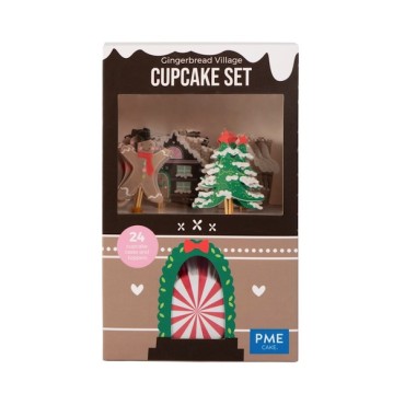 PME Cupcake Set Gingerbread Village Christmas 24 Pieces PME-CUT19