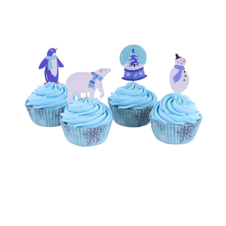 PME Cupcake Set Let it Snow 24 Stück – Winter Cupcake Förmchen & Topper