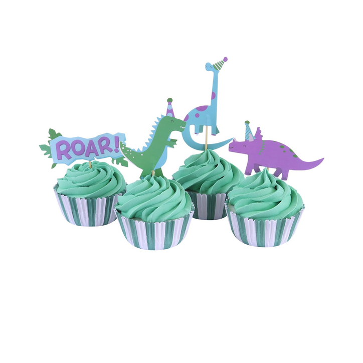 PME Cupcake Set Dinosaurier 24 Stück – Dino Cupcake Förmchen & Topper
