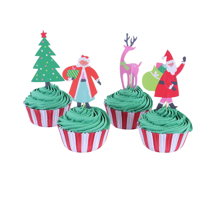 PME Santa's Workshop Cupcake Set 24pcs – Christmas Cupcake Cases & Toppers