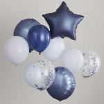 Ginger Ray Balloon Set Blue-Navy-Confetti, 10 pcs