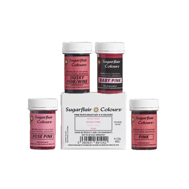 Sugarflair Colours Pink Gel Colour Set 4x25g – Professional Food Colouring