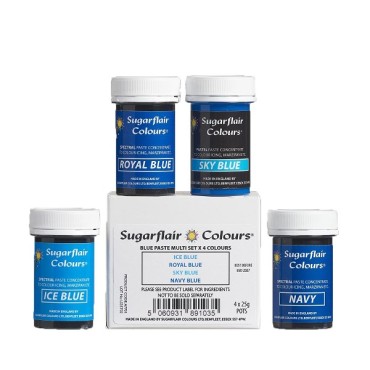VEGANE Lebensmittelfarbe - Blaues Gelfarben Set Sugarflair Colours A7701