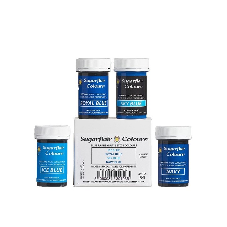 Sugarflair Colours Blue Gel Colour Set 4x25g – Professional Food Colouring Sugarflair Colours Blue Gel Colour Set 4x25g – Professional Food Colouring