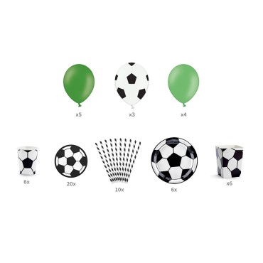 PartyDeco Fussball Dekorationsset, 60-teilig