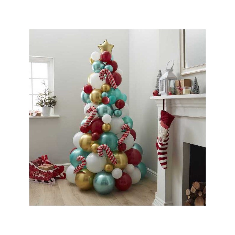 Ginger Ray Balloon Kit Candy Cane Christmas Tree