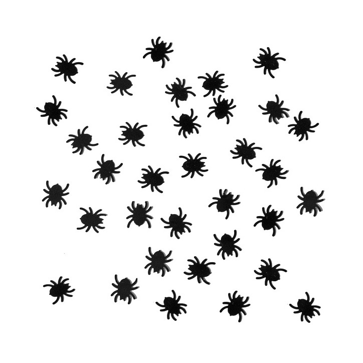 PartyDeco Metallic Black Spider Table Confetti 15g