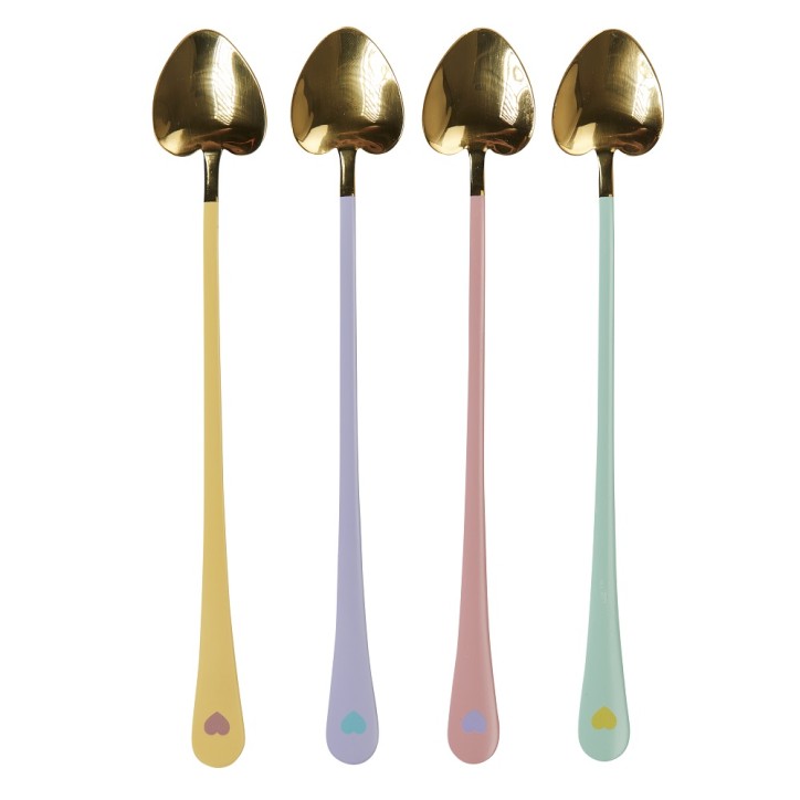 Miss Etoile Gold Pastel Heart Spoon Set 4 Pieces Miss Etoile Gold Pastel Heart Spoon Set 4 Pieces