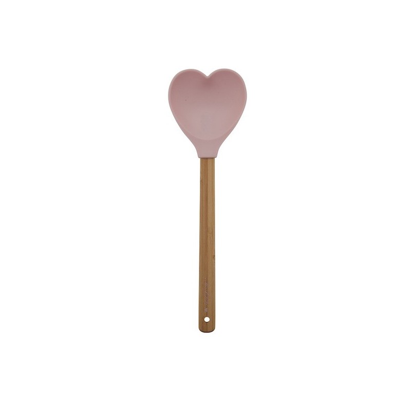 Miss Etoile Bamboo-Silicone Spoon Spatula Pink Heart, 29cm