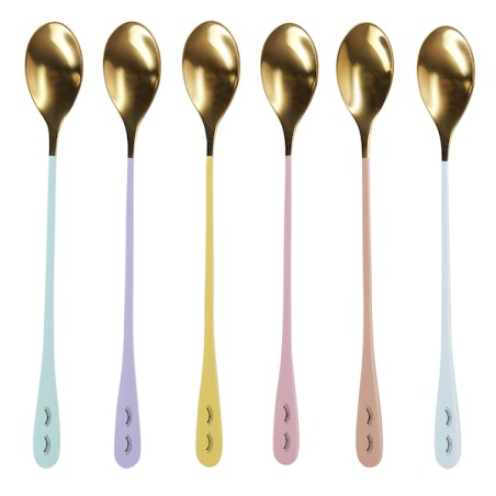 Miss Etoile Spoon Set Gold-Pastel Eyes Stainless Steel 6 Pieces ME-4970701