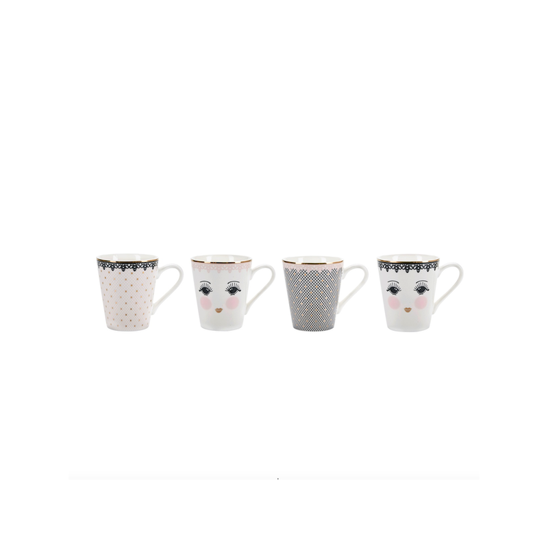 Miss Etoile Coffee Mugs Gift Set Lace, 4 Stk