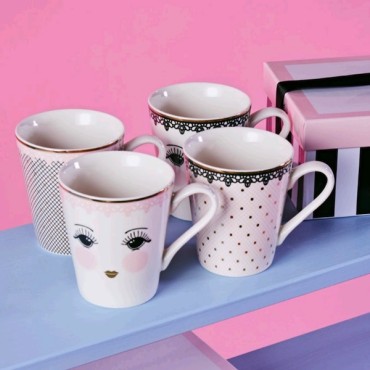 Miss Etoile Coffee Mugs Set Lace 12.3cm 4 Pcs ME-4969835