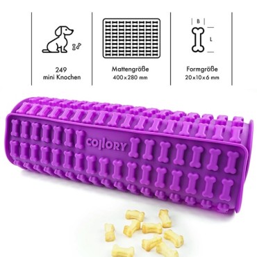 Collory Mini Bone Silicone Dog Treat Baking Mat Purple 2cm