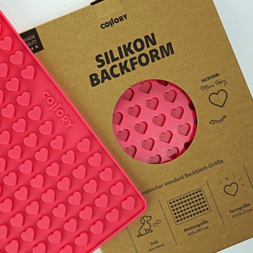 Collory 1.5cm Mini Hearts Silicone Treat-Baking Mat Pink