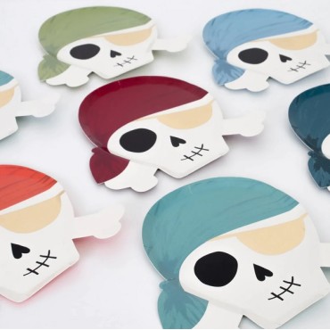 Meri Meri Pirate Plates with bandanas - Pirate Party Supplies - Pirate Tableware