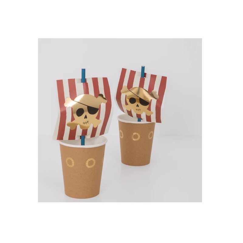 Meri Meri Pirate Ship Party Cup & Straw Set, 8 pcs