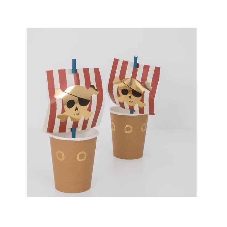 Meri Meri Piratenschiff Becher & Trinkhalm Set 8 Stück Meri Meri Piratenschiff Becher & Trinkhalm Set 8 Stück