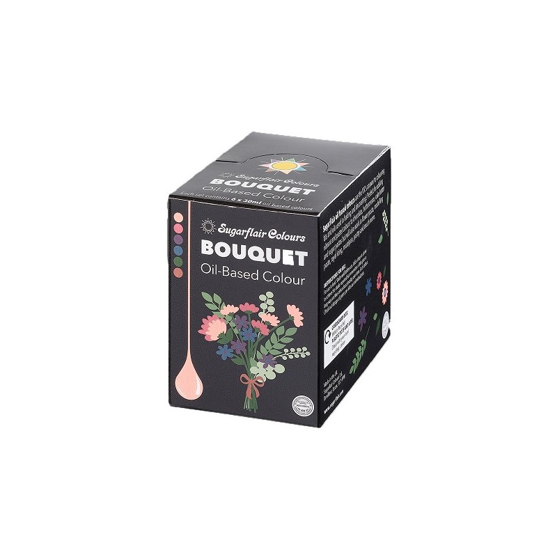 Sugarflair BOUQUET Collection Multipack Ölbasierte Lebensmittelfarben 6x30ml