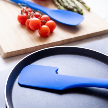 Cooking Spatula Blue - Silicone Spatula with bowl rester